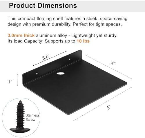 NUTNAPH 5 Inch Metal Floating Shelves 2pcs Black