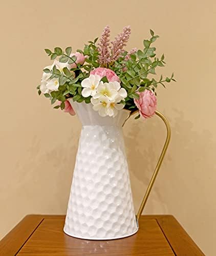 Elegant White Metal Flower Vase for Farmhouse Decor