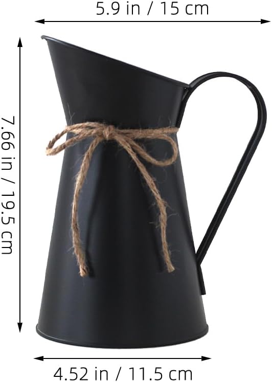 VOSAREA Vintage French Pitcher Vase 76 Inch Metal Bucket with Handle for Dried Flowers