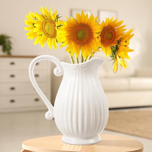 Cabilock White Ceramic Vase 79 Inch Farmhouse Pitcher