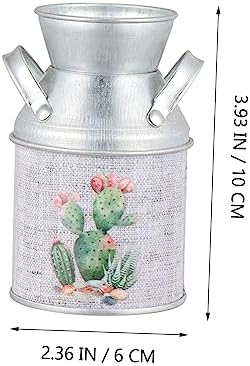 STOBAZA 3Pcs Tinplate Flower Vase with Handle Retro Decorative Vases for Home Office Wedding Table Centerpieces