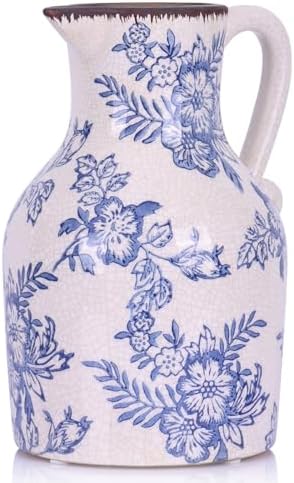 Blue and White Floral Vase - 96 Inch Chinoiserie Decor Vintage Ceramic Vase