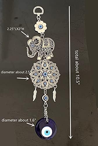 Betterdecor Turkish Blue Evil Eye with Lucky Elephant Wall Hanging Decor Amulet