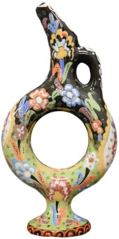 EliPOT Medium Ceramic Hittite Vase Light Green and Black
