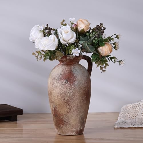 93in Rustic Terracotta Vase with Handle