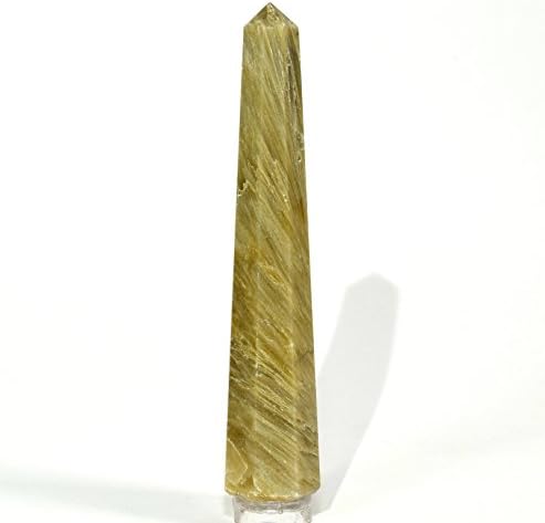 HQRP HC Set Stilbite Cats Eye Obelisk and Clear Quartz Cabochon
