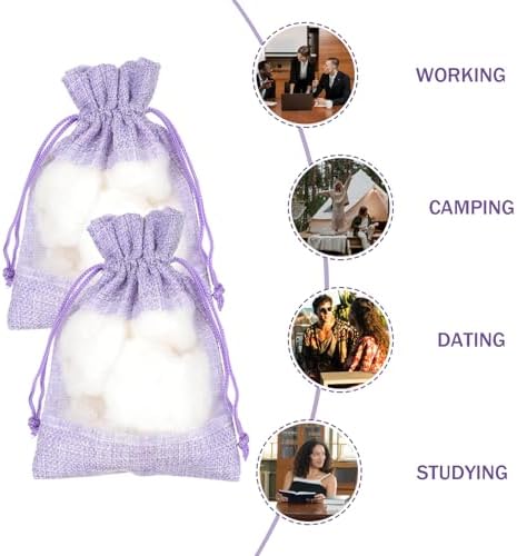 10Pcs Lavender Sachet Bags - Empty Violet Cloth Drawstring Bags for Fragrance and Storage
