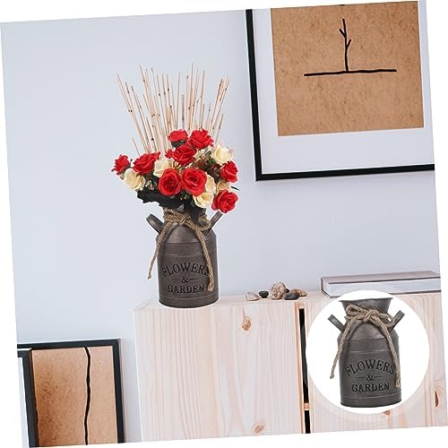 STOBAZA Vintage Flower Vase Rustic Bucket Planter Decorative Jug for Home Office