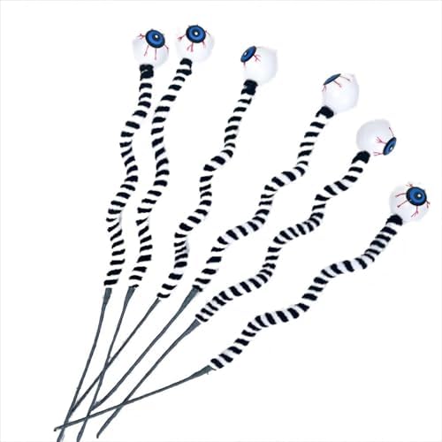 Halloween DIY Hanging Ornaments with Wool Bead Eyes on Twigs 6pcs