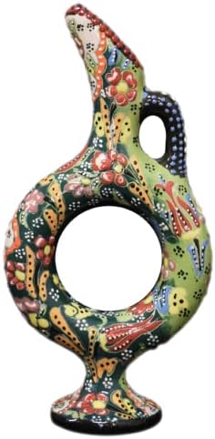 EliPOT Medium Ceramic Hittite Vase Dark Green Light Green