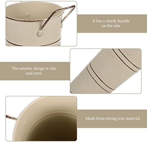 Beavorty Metal Flower Vase Shabby Chic Decorative Bucket with Handles