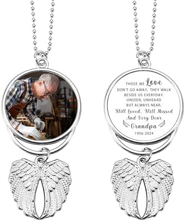 Personalized Photo Memorial Pendant with Angel Wings