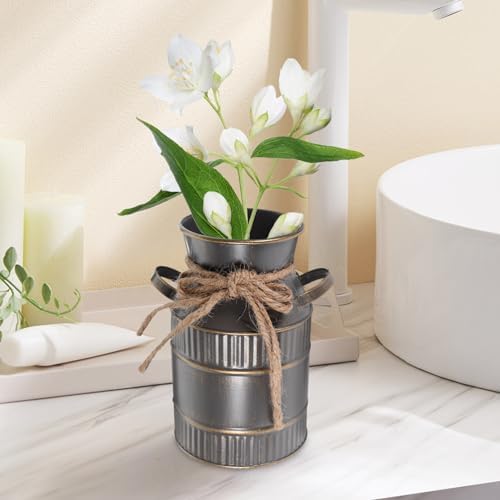 Shabby Chic Milk Can Vase with Handles for Home Decor