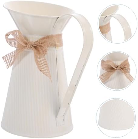 Vintage Iron Flower Bucket Vase Rustic Farmhouse Decorative Planter