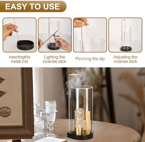 Wooden Incense Burner with Glass Ash Catcher