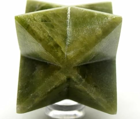 24 Rich Green Vesuvianite 8 Point Merkaba Carved Star Crystal