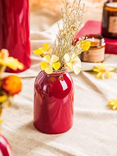 Ceramic Red Vase Set 3 Piece Modern Farmhouse Decor