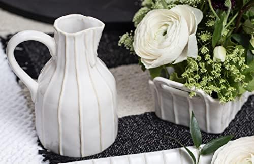 Mud Pie Cream Stoneware Bud Vase Small 65x4