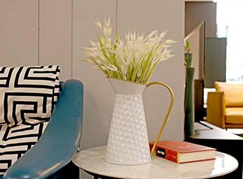 Elegant White Metal Flower Vase for Farmhouse Decor
