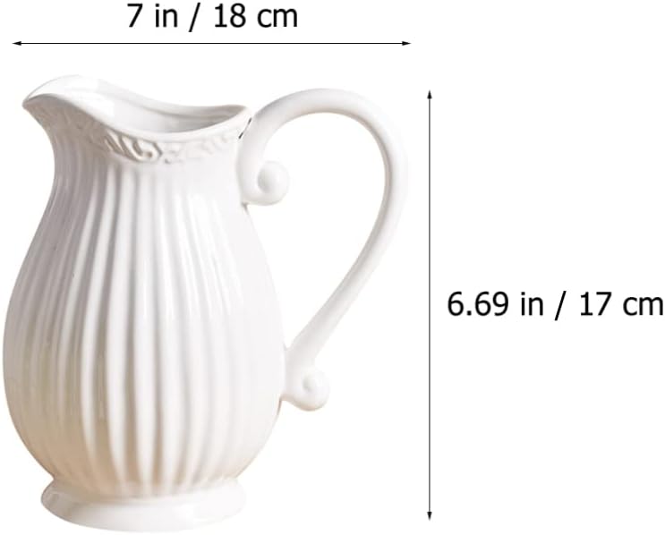 Vaguelly 8-Inch Ceramic Pitcher Vase Vintage Rustic