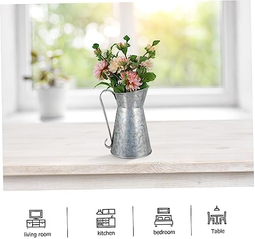 Rustic Iron Flower Vase Vintage Decor Bucket for Home Farmhouse Style Pot