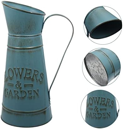 Boho Blue Retro Iron Pot Flower Vase for Home Decor