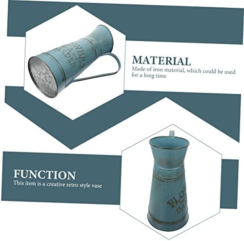 Boho Blue Retro Iron Pot Flower Vase for Home Decor