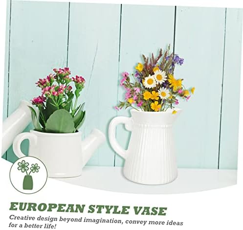 STOBAZA White Kettle Shape Ceramic Flower Vase