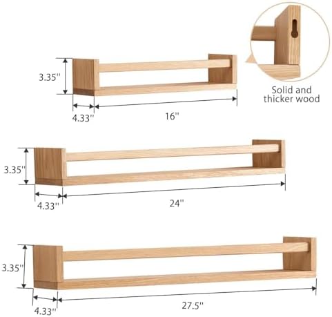 Rsuwiz 24 Inch Floating Oak Shelves for Kids