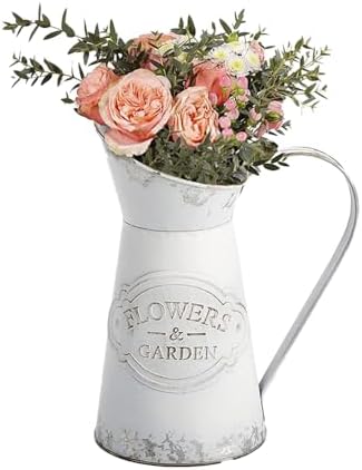 Rustic Shabby Chic Small Metal Flower Vase