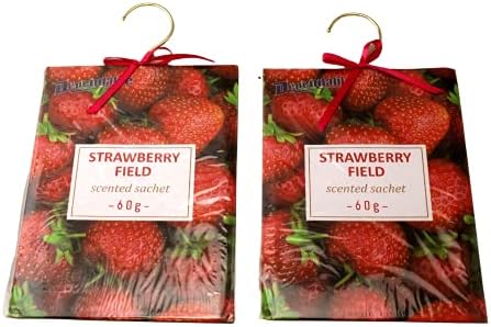 2 Pack Large Hanging Closet Sachet with Bow and Metal Hanger Strawberry