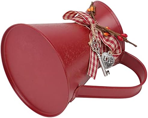 Vaguelly Rustic Red Galvanized Flower Bucket Vase