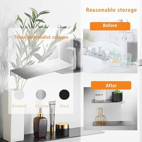 16 Inch Stainless Steel Floating Shelf for Modern Decor