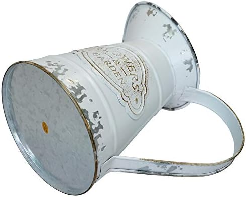 White Rustic Shabby Chic Metal Flower Vase