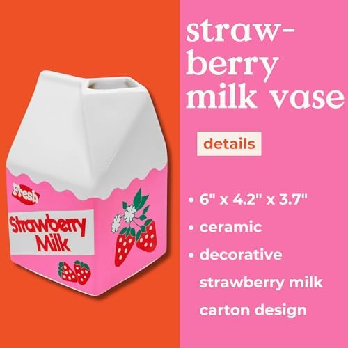 bando Vintage Carton Inspired Mini Ceramic Vase Strawberry Milk