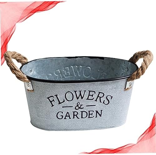 Vintage Style Iron Bucket Flower Vase