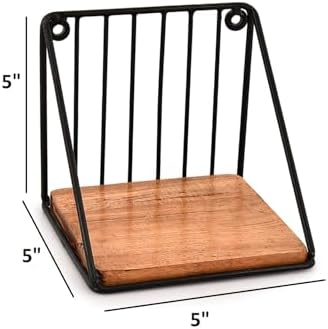 Mahasu Floating Shelf Iron Acacia Wood Wall Mounted Storage Shelves Set of 2 5x5x5
