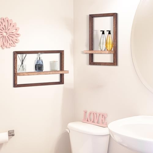 Square Floating Shelves Set of 4 Modern Wood Wall Decor
