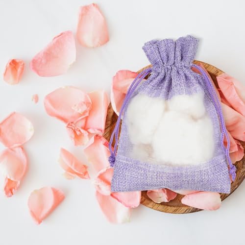 10Pcs Lavender Sachet Bags - Empty Violet Cloth Drawstring Bags for Fragrance and Storage