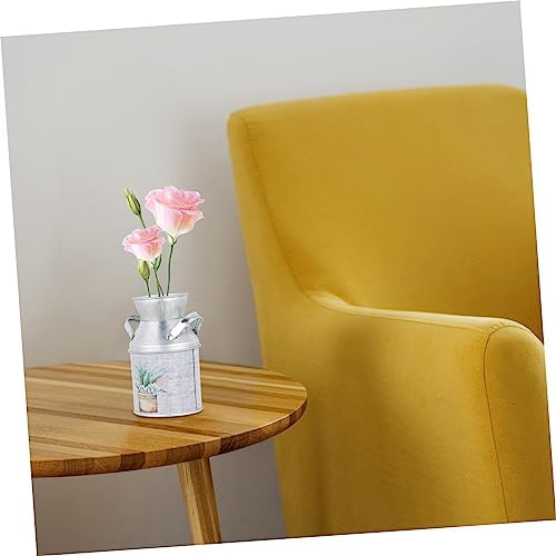 STOBAZA 3Pcs Tinplate Flower Vase with Handle Retro Decorative Vases for Home Office Wedding Table Centerpieces