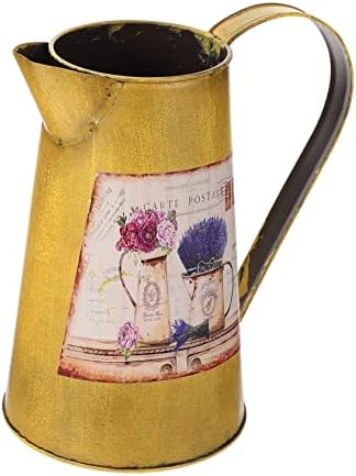 Vintage Wrought Iron Flower Arrangement Bucket Decorative Vase for Home Garden and Wedding Centerpieces