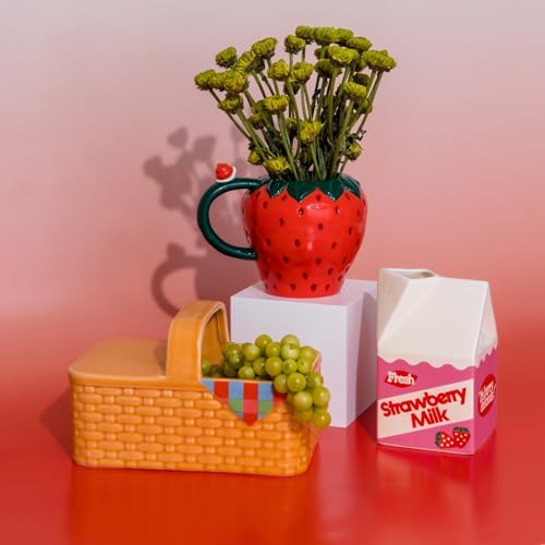 bando Vintage Carton Inspired Mini Ceramic Vase Strawberry Milk