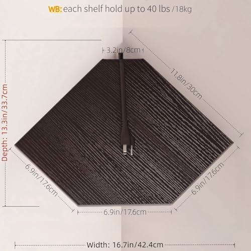 JJL Corner Shelves 4 Tier 133 Inch Deep Wooden Wall Mounted Storage