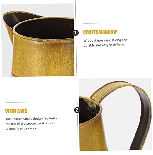 STOBAZA Vintage Wrought Iron Flower Bucket Decor Vase