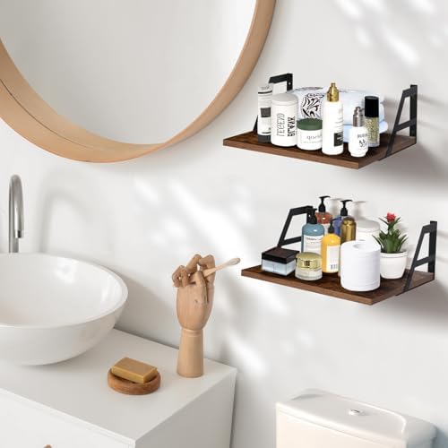 Set of 2 Deep Floating Shelves with Metal Brackets