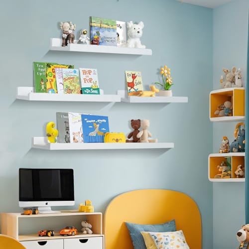 White Floating Shelves for Wall Set of 2 24 Inch Long