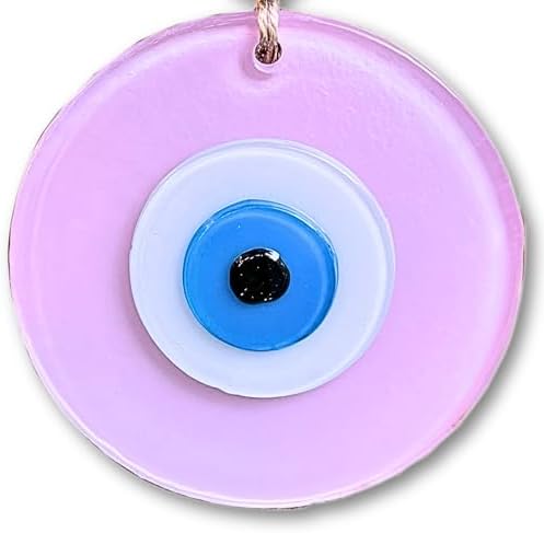 Powder Pink Boho Evil Eye Wall Hanging Decor Good Luck Charm Gift for Girls Handmade Turkish Nazar Amulet