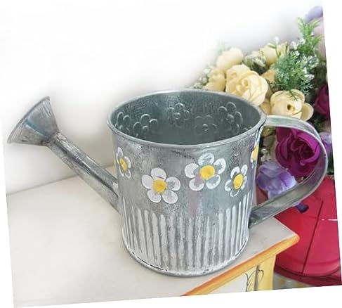 VINTORKY Iron Watering Pot Shape Flower Vase for Home Decor
