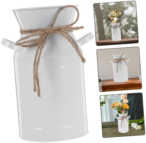 Vintage Metal Vase with Handle for Home Decor