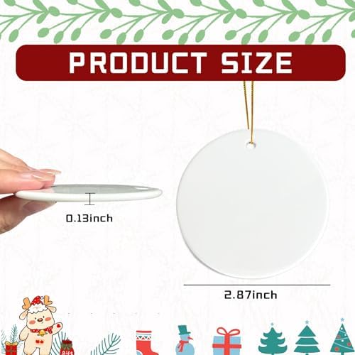 VPJ Sublimation Ornament Blanks - Double Side White Round Porcelain for Heat Press Printing